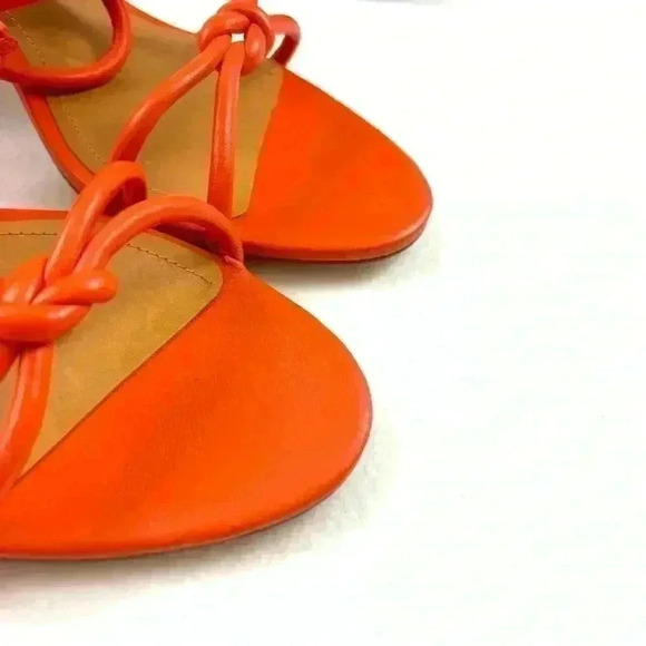 NWOT Schutz Flame Orange Leather Strappy Block Heel Made Brazil Sandal Size 10B - Picture 6 of 15